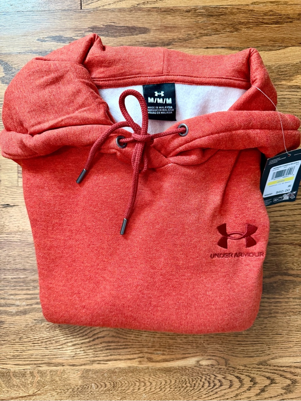 Under Armour Essential Fleece Oversized Hoodie Coral Red Medium NWT